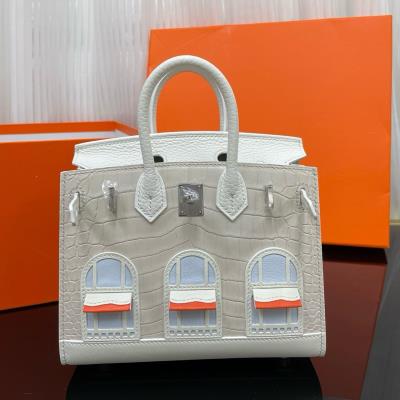 wholesale quality hermes faubourg birkin snow alligator